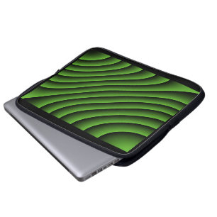 Hypnotic Green Wavy Lines Laptop Bag