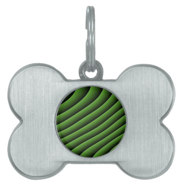 Hypnotic Green Wavy LInes Pet Tag (Front)