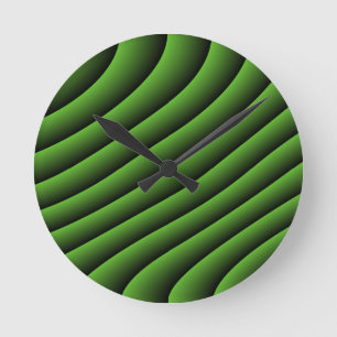 Hypnotic Green Wavy Lines Wall Clock