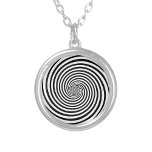 Hypnotic Hypnosis Spiral Necklace<br><div class="desc">Add a twist to your jewellery collection with our silver necklace featuring a mesmerizing black and white Hypnosis spiral design—the perfect mind and time bender! This eye-catching piece captures the allure of optical illusions, creating a dizzying effect that draws everyone in. Whether you're fascinated by the unconscious, vertigo, or simply...</div>