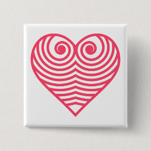 Hypnotic Love – Minimalist Red Contoured Heart 2 Inch Square Button