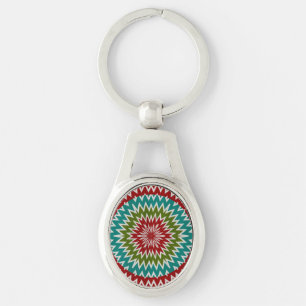 Hypnotic mandalaic flower keychain