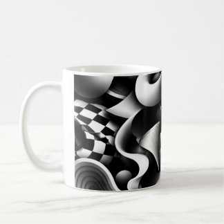 Hypnotic Monochrome Geometry – 3D Optical Illusion Coffee Mug
