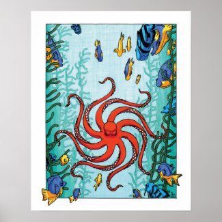 Hypnotic Octopus in Kelp Poster