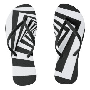 Hypnotic Optical Illusion Black and White Flip Flops