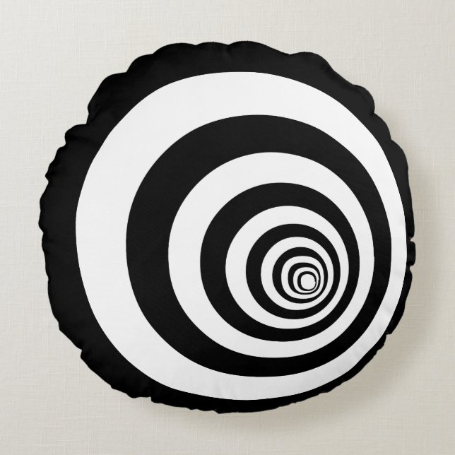 Hypnotic Optical Illusion Concentric Circles Round Pillow (Front)