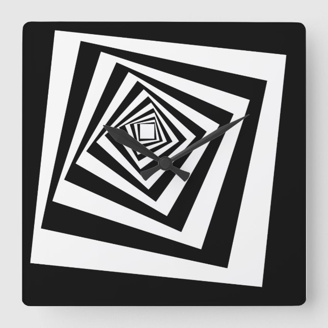 Hypnotic Optical Illusion Concentric Circles Square Wall Clock (Front)