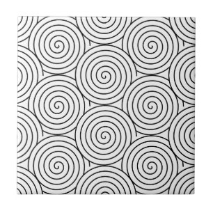 Hypnotic Pattern Black White Simple Minimal Circle Tile
