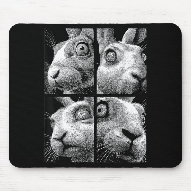 Hypnotic Rabbits Weird Eyes Odd Weirdcore Spooky Mouse Pad (Front)