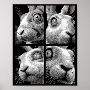 Hypnotic Rabbits Weird Eyes Odd Weirdcore Spooky Poster