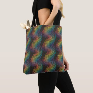 Hypnotic Rainbow Ripples Tote Bag