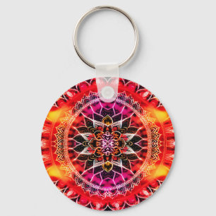 Hypnotic Red Mandala Keychain