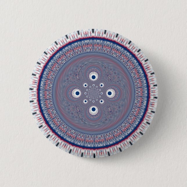 Hypnotic Symmetry: Abstract Geometric Art 2 Inch Round Button (Front)