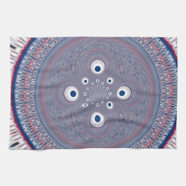 Hypnotic Symmetry: Abstract Geometric Art Kitchen Towel (Horizontal)