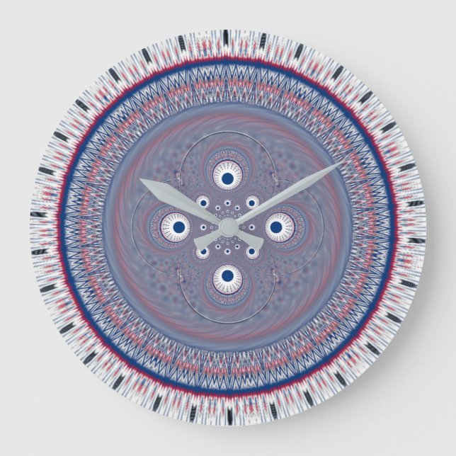 Hypnotic Symmetry: Abstract Geometric Art Large Clock (Front)