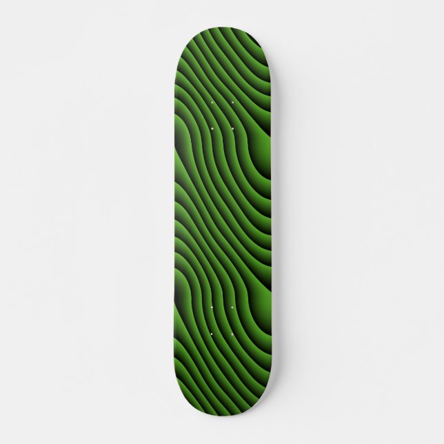 Hypnotic Wavy Green Lines Skateboard (Front)