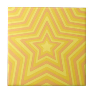 Hypnotic Yellow Geometric Stars Pattern Tile