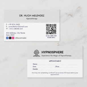 Hypnotist Clinic Business   Minimalist Appointment Business Card