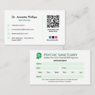 Hypnotist Clinic Business   Minimalist Appointment Card