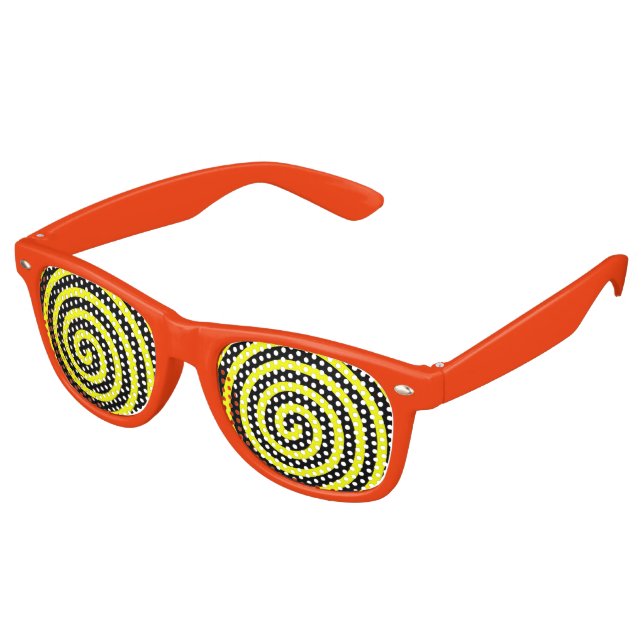 Hypnotized Yellow Retro Sunglasses (Angled)