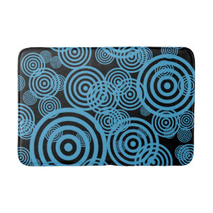 Hypnotizing circles - blue bath mat