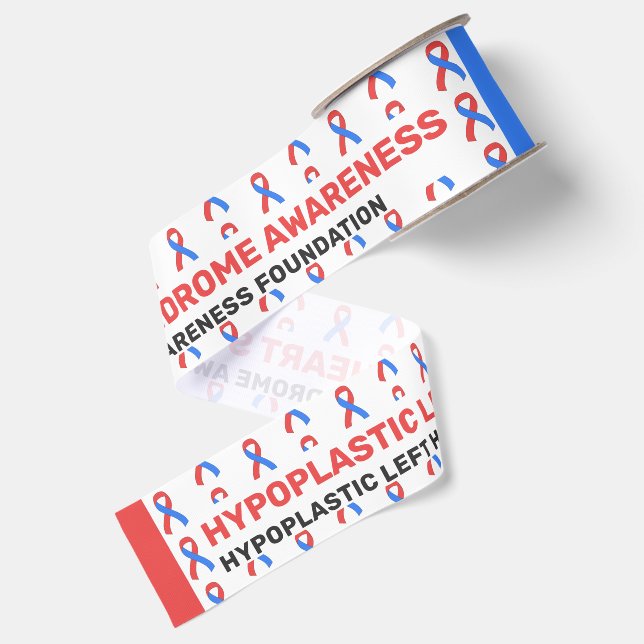 Hypoplastic Left Heart Syndrome Awareness Pattern Grosgrain Ribbon (Front+Back)