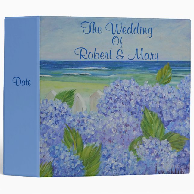 Hyrangeas By The Sea Wedding Organizer Binder (Front/Spine)