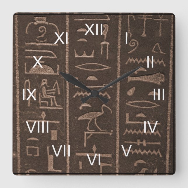 Hyroglifics Square Wall Clock (Front)