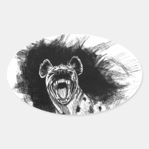 Hysterical Hyena Oval Sticker