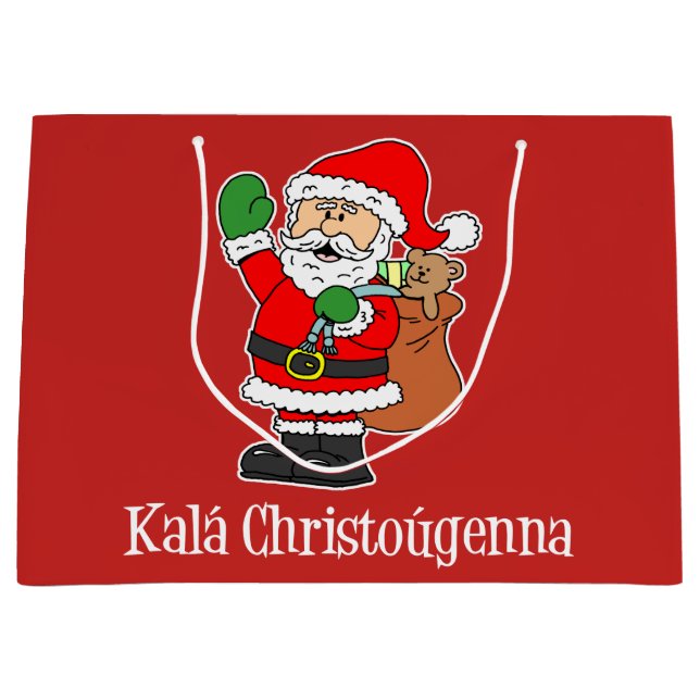 Hyvaa Joulua Finnish Christmas Santa (RED) Large G Gift Bag (Front)