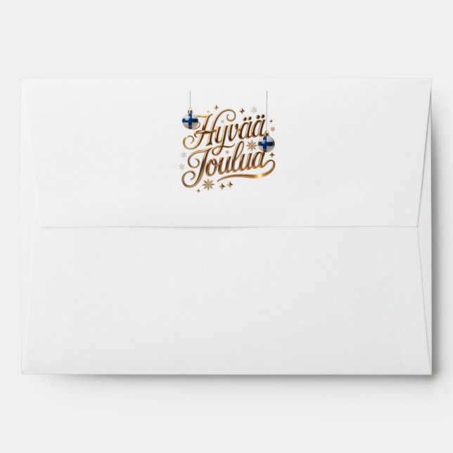 Hyvää Joulua Finnish Gold Christmas Envelope (Back (Top Flap))