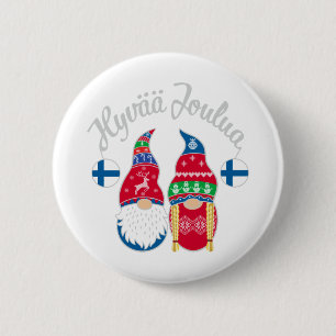 Hyvaa joulua finnish merry christmas finland tontt 2 inch round button