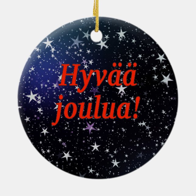 Hyvää joulua! Merry Christmas in Finnish rf Ceramic Ornament (Back)