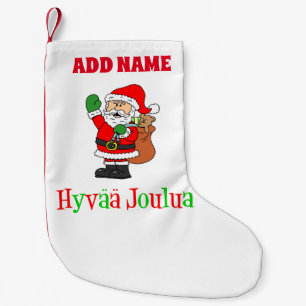 Hyvaa Joulua Personalized Name Finnish Small Christmas Stocking
