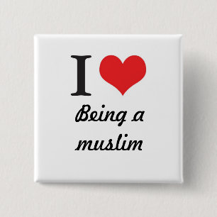 I <3 being a muslim! 2 inch square button
