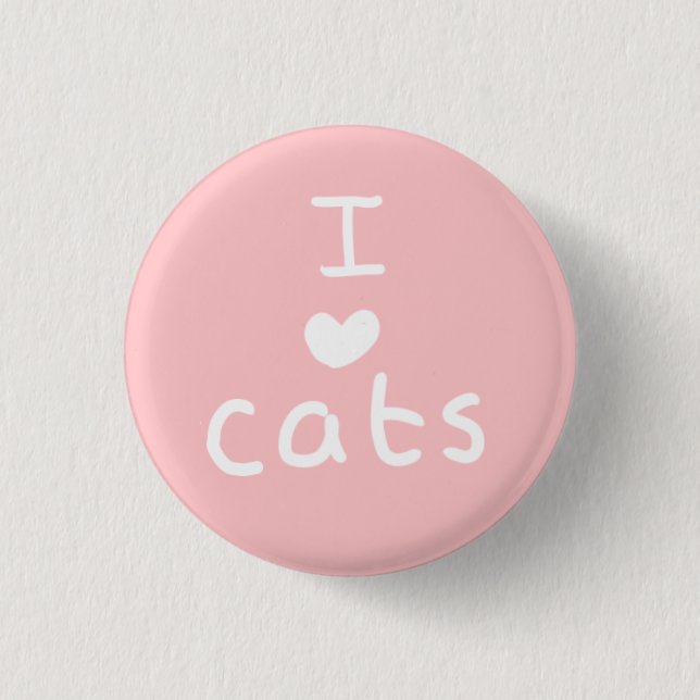 i <3 cats badge 1 inch round button (Front)