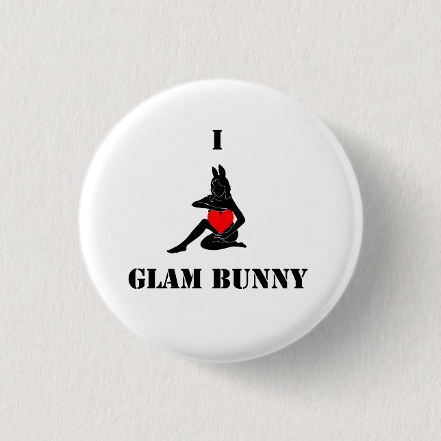 I <3 Glam Bunny Small Button (Front)