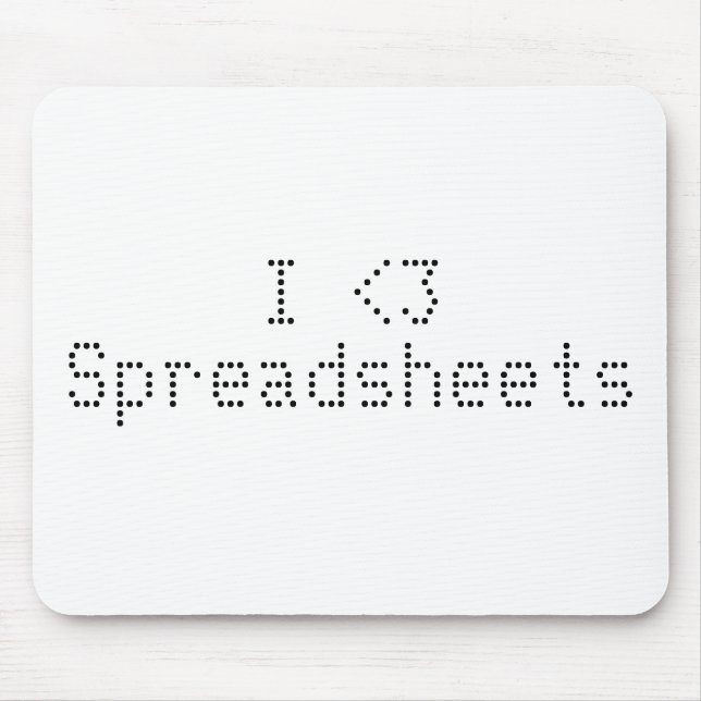 I <3 Spreadsheets Mouse Pad (Front)