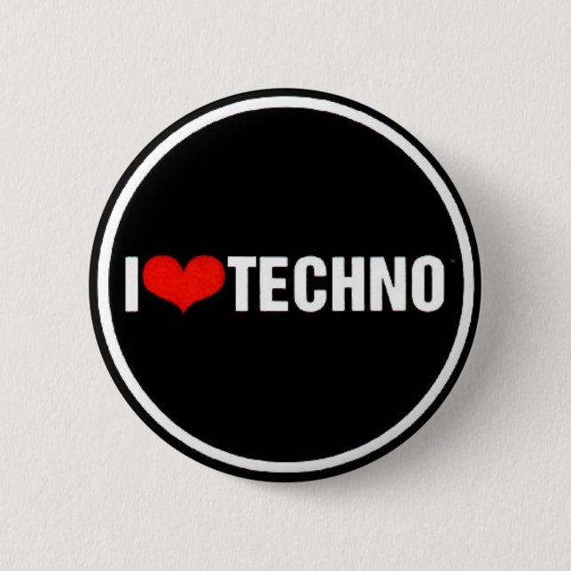 I <3 Techno 2 Inch Round Button (Front)