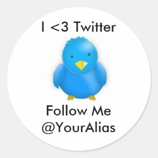 I <3 Twitter_Stickers Classic Round Sticker