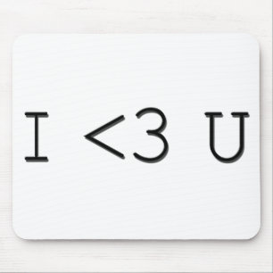 I <3 U Emoticon I Heart You Mouse Pad