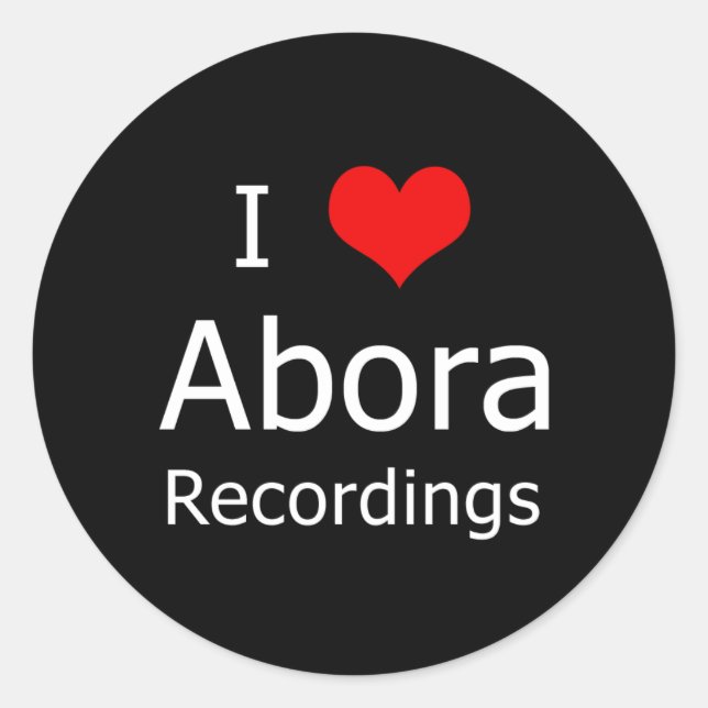 I ♥ Abora Recordings Round Sticker (6 Large Black) (Front)