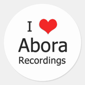 I ♥ Abora Recordings Round Sticker (Small White)