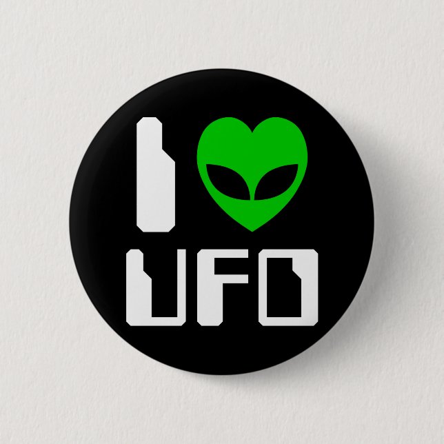 I Alien Heart UFO 2 Inch Round Button (Front)