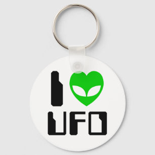 I Alien Heart UFO Keychain