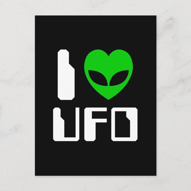 I Alien Heart UFO Postcard (Front)