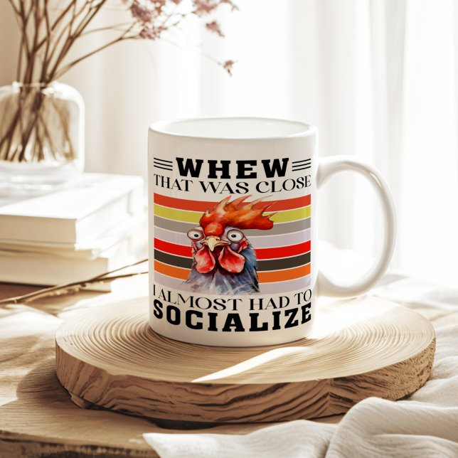 I Almost Had to Socialize Funny Sarcastic Coffee Mug (I Almost Had to Socialize Funny Sarcastic Coffee Mug on a sunny neutral boho kitchen table.)