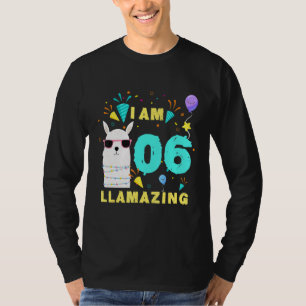 I Am 06 Years Old Llamazing Llama 6th Birthday Kid T-Shirt
