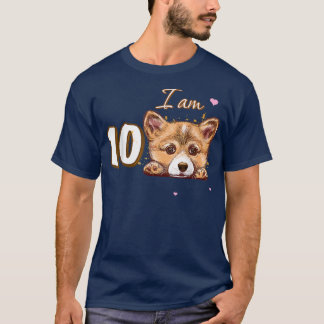 I am 10 Corgi Gift for 10th Birthday fan gift  T-Shirt
