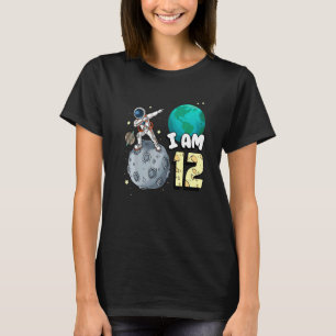 I Am 12 Space Astronaut Kid Moon Walker 12th Birth T-Shirt